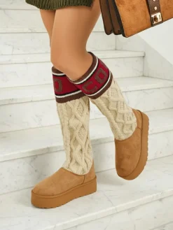 Best Wysokie buty a'la śniegowce damskie z cholewką Anane Śniegowce|Botki Na Platformie