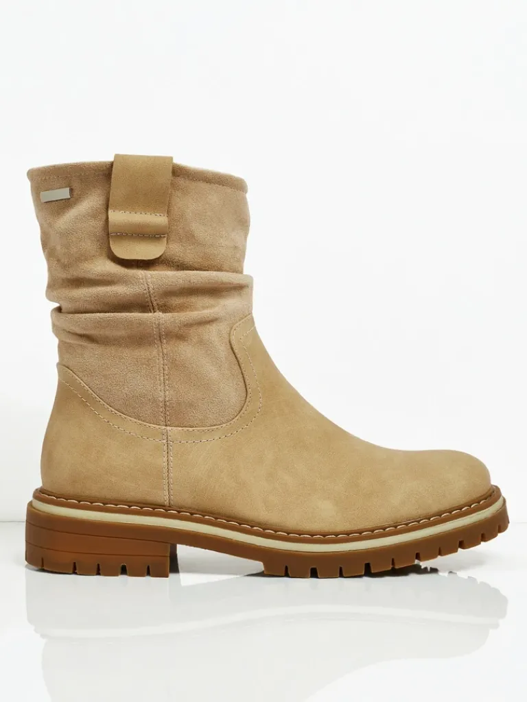 Wyższe botki damskie eko zamszowe Liora Botki Z Delikatnym Ociepleniem|Botki Na Płaskim Obcasie