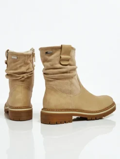 Wyższe botki damskie eko zamszowe Liora Botki Z Delikatnym Ociepleniem|Botki Na Płaskim Obcasie