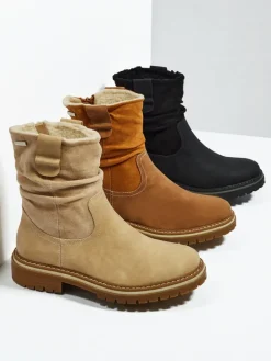 Wyższe botki damskie eko zamszowe Liora Botki Z Delikatnym Ociepleniem|Botki Na Płaskim Obcasie