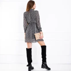 Wzorzysta sukienka z półgolfem- Odzież Sukienki Krótkie