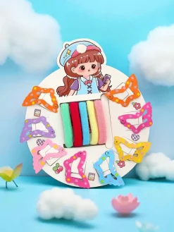 Hot Zestaw kolorowych spinek i gumek do włosów dla dzieci Dziewczęce