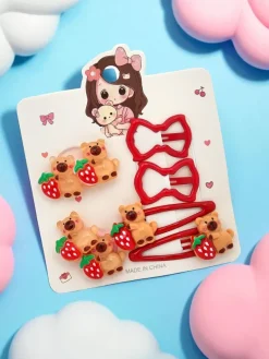 Clearance Zestaw spinek do włosów z motywem niedźwiadków i kokardek Dziewczęce