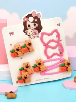 Clearance Zestaw spinek do włosów z motywem niedźwiadków i kokardek Dziewczęce